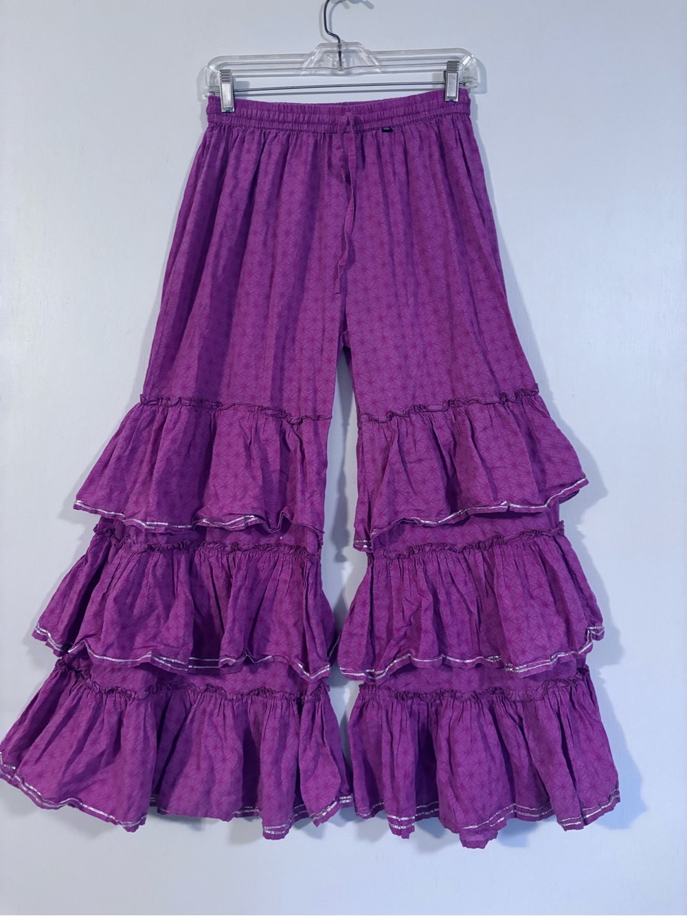 Purple Tiered Ruffle Boho Pants